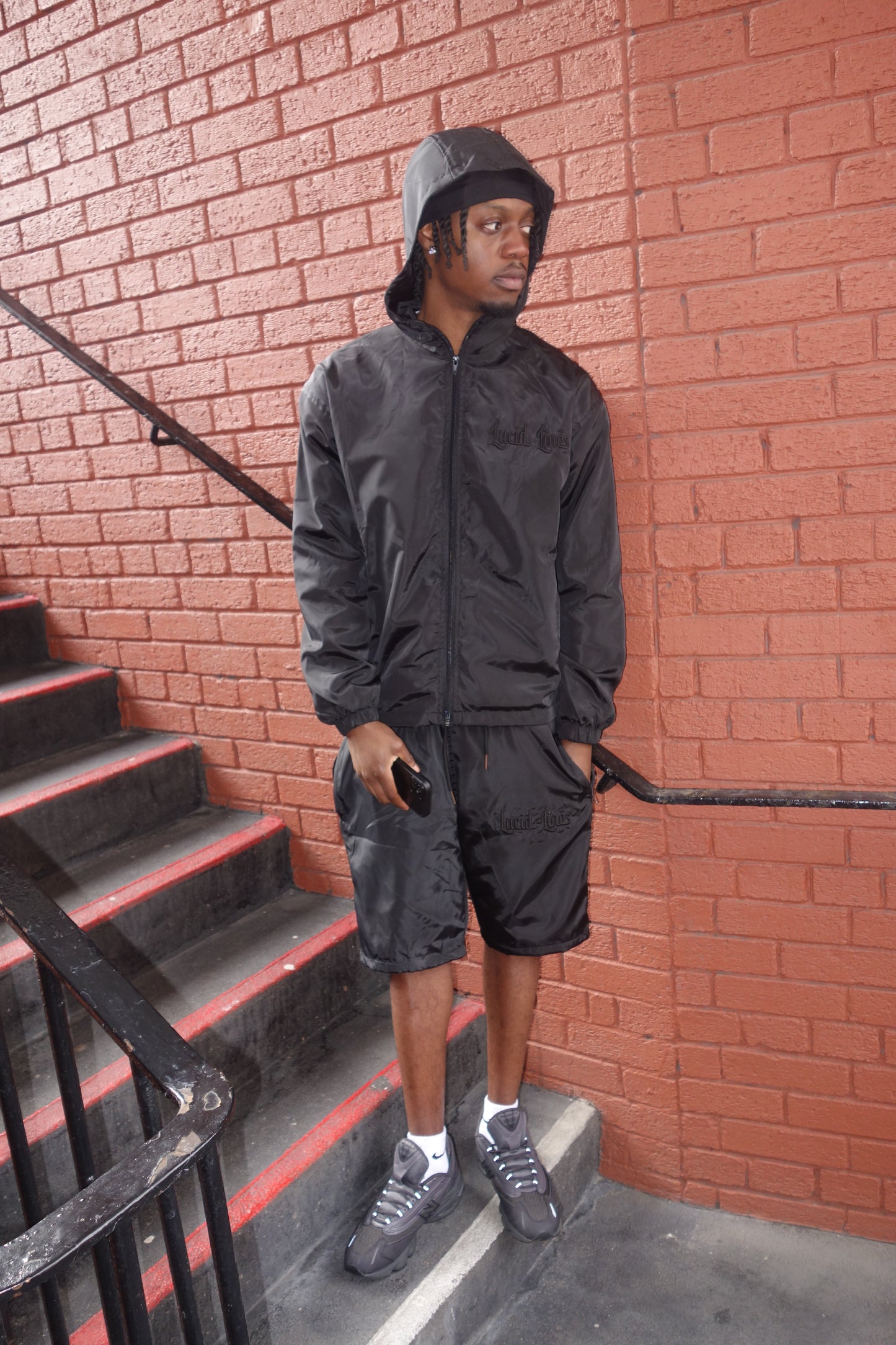 Black Windbreaker set