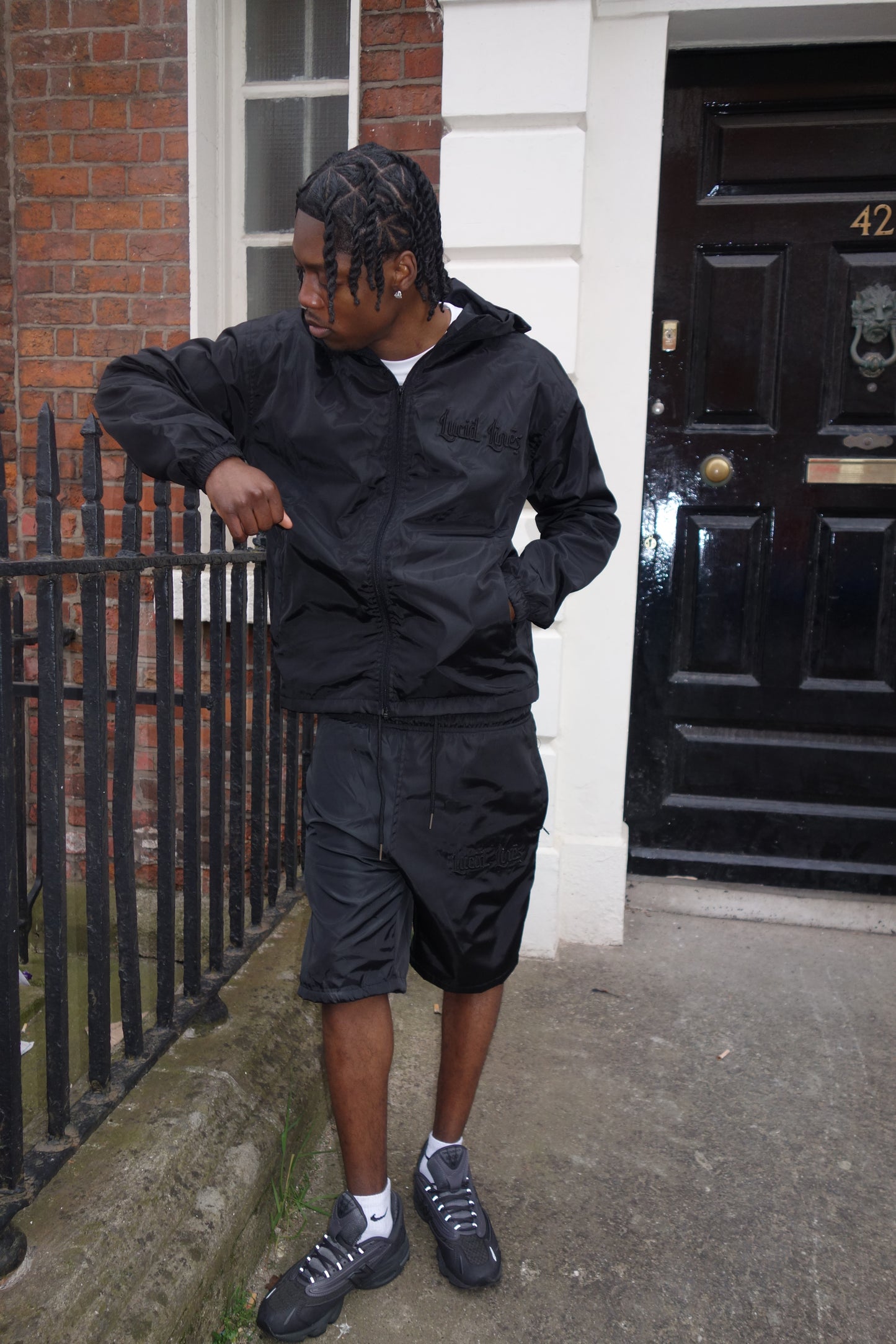 Black Windbreaker set